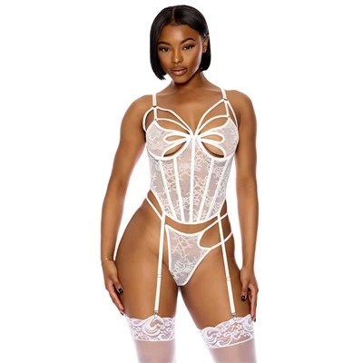 Hot Sale Sexy apakšveļas piegādātājs HONEYMOON SUITE LACE BUSTIER SET Ražots Ķīnā vairumtirdzniecība no rūpnīcas ražotāja